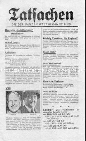 Britisches Abwurf-Flugblatt zur Kriegslage und zur Aussichtslosigkeit des Krieges für Deutschland