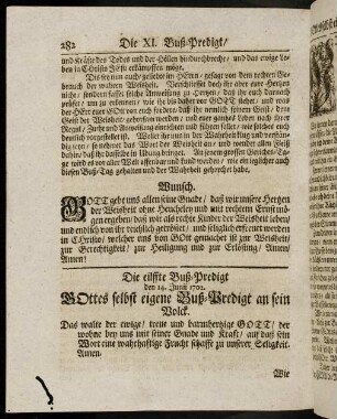 282-313, Die eilffte Buß-Predigt den 14. Junii 1702. Gottes selbst eigene Buß-Predigt an sein Volck