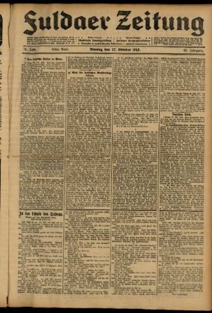Erste Ausgabe vom Montag, den 27. Oktober 1913.