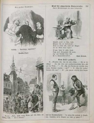 "Ein großer Diätfehler" "Unüberlegt" "Wink für ahngehende Gosentrinker" "Vom Halse gschafft"