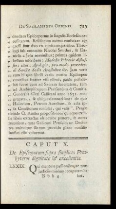 Caput X. De Episcoporum supra simplices Presbyteros dignitate & excellentia