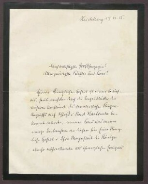 Schreiben von Otto Frommel an die Großherzogin Luise; Fliegerangriff auf Karlsruhe