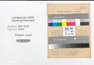 Entnazifizierung Josef Classen , geb. 18.11.1905 (Angest.)
