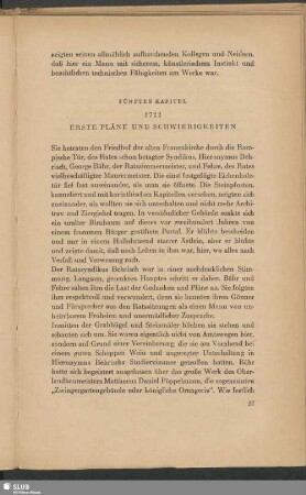 Fünftes Kapitel: 1722 Erste Pläne Und Schwierigkeiten