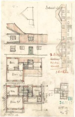 Fischer, Theodor; Schweinfurt (Bayern); Wohnsiedlung Bauverein - Grundrisse, Ansichten