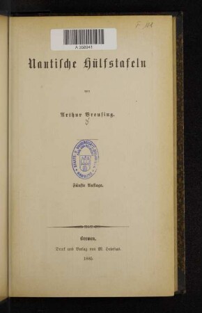 Nautische Hülfstafeln