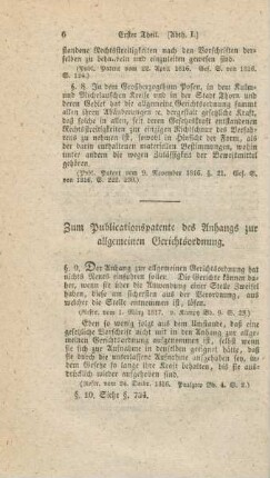 Zum Publicationspatente des Anhangs zur allgemeinen Gerichtsordnung