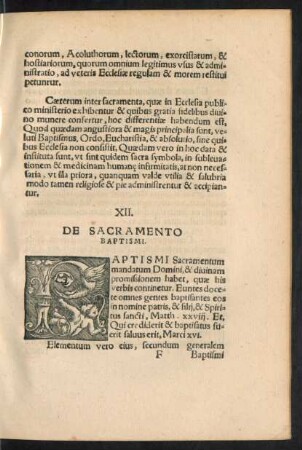 XII. De Sacramento Baptismi.