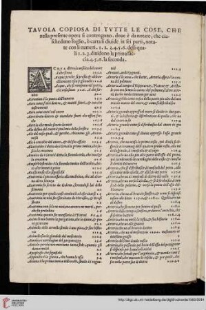 Tavola copiosa di tute le cose, che nella presente opera si contecono [...]