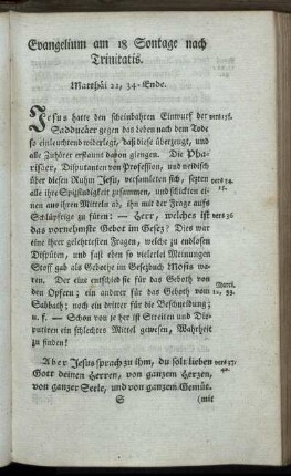 Evangelium am 18. Sontage nach Trinitatis.