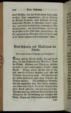 Vom Ursprung und Wachsthum der Künste