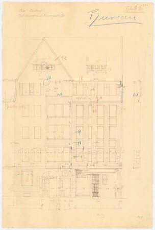 Siedlung Haeselerstraße, Berlin-Charlottenburg: Block 15, Haeselerstraße 7d-17c: Ansicht Meerscheidtstraße 1:50