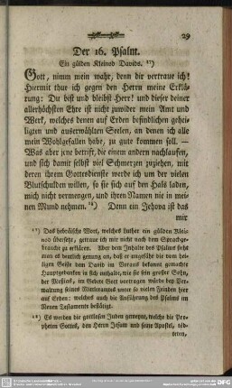 Der 16. Psalm. Ein gülden Kleinod Davids
