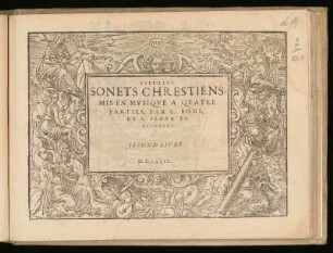 Guillaume Boni: Sonets chrestiens ... a quatre parties ... Second livre. Superius