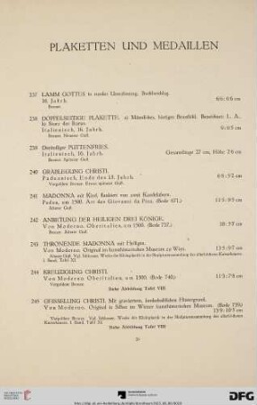 Plakette und Medaillen (237-290)