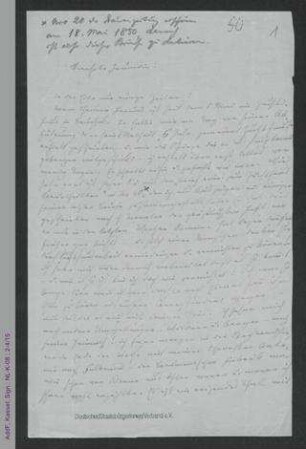 Brief von Louise Otto-Peters an eine Freundin