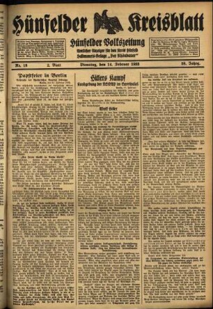 Zweite Ausgabe vom Dienstag, den 14. Februar 1933.