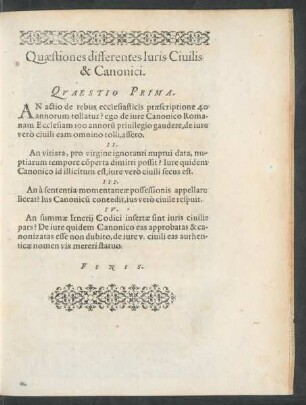 Quaestiones differentes Iuris Civilis & Canonici.