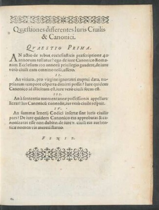 Quaestiones differentes Iuris Civilis & Canonici.