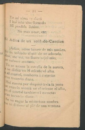 El Adios de un soldado : Canción
