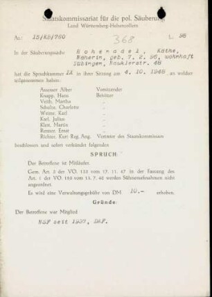 Hohenadel, Käthe