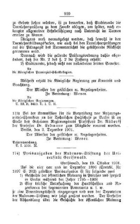 Preisaufgaben der Rubenow-Stiftung der Universität Greifswald : [B. Universitäten und Technische Hochschulen]