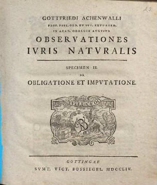Gottfriedi Achenwalli observationes iuris naturalis, 2. De obligatione et imputatione