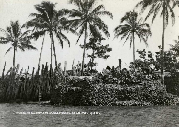 "Women's quarters on Ferasiboa, island off Nore fou, Malaita"