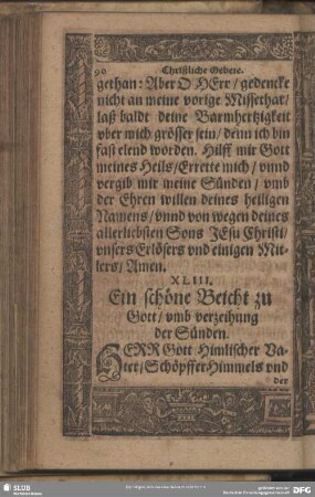 XLIII. Ein schöne Beicht zu Gott, umb verzeihung der Sünden