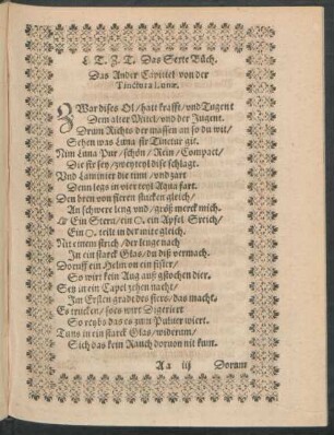 Das Ander Capittel von der Tinctura Lunae.