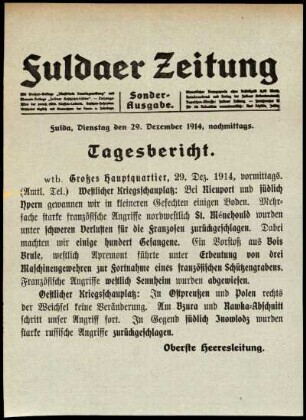 Ausgabe vom Dienstag, den 29. Dezember 1914.