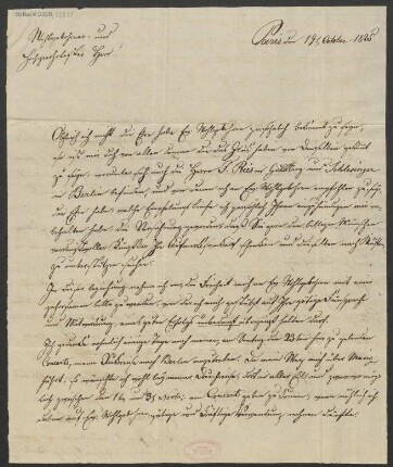 Brief an B. Schott's Söhne : 19.10.1825