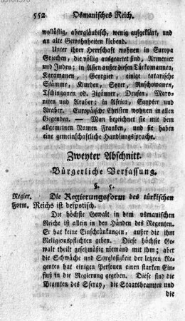 Zweyter Abschnitt. Buergerliche Verfassung