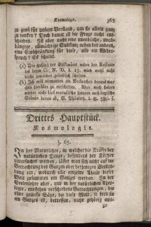 Drittes Hauptstück. Kosmologie.