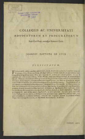 Collegiis ac Universitati Advocatorum et Procuratorum