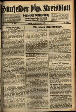 Zweite Ausgabe vom Samstag, den 26. September 1931.