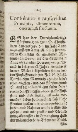Consultatio in causa viduae Principis, alimentorum, onerum & fructuum