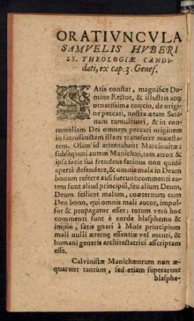 Oratiuncula Samuelis Huberi ...