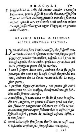 Oracoli Della S. Isabella Scotta Contessa Torella.
