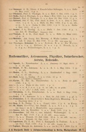 Mathematiker, Astronomen, Physiker, Naturforscher, Aerzte, Reisende