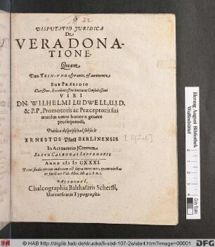 Disputatio Iuridica De Vera Donatione