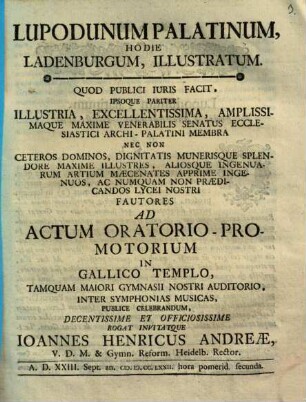 Lupodunum Palatinum, Hodie Ladenburgum, Illustratum