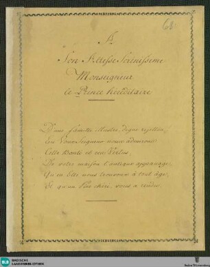 À Son Altesse Sérénissime Monseigneur le Prince héréditaire