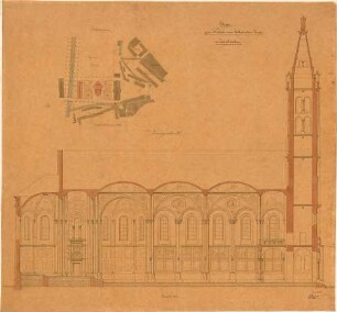 Voit, August von; Zweibrücken; Kath. Kirche - Lageplan, Längsschnitt
