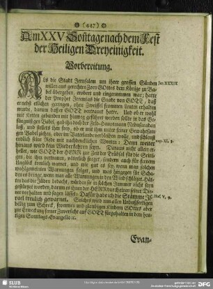 Am XXV. Son[n]tage nach dem Fest der Heiligen Dreyeinigkeit