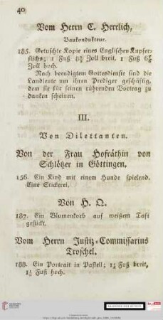 III. Von Dilettanten