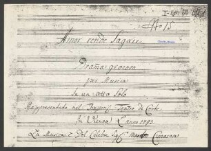 Amor rende Sagace : Dramma giocoso per Musica : in un atto Solo : Rappresentato nel Imperisi Teatro di Corte in Vienna, L'Anno 1793 : [Ouvertüre]