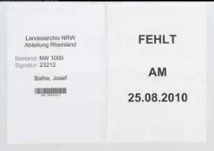 Entnazifizierung Josef Bathe, geb. 04.09.1911 (Polizeibeamter)