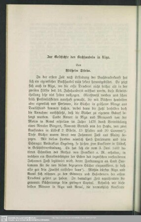 Zur Geschichte des Buchhandels in Riga