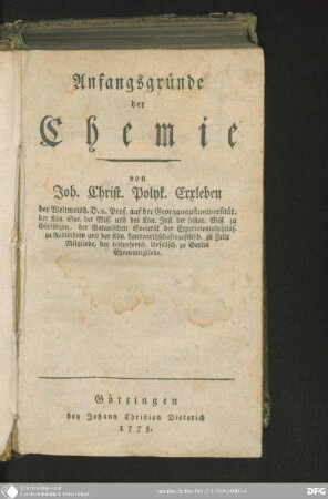 Anfangsgründe der Chemie
